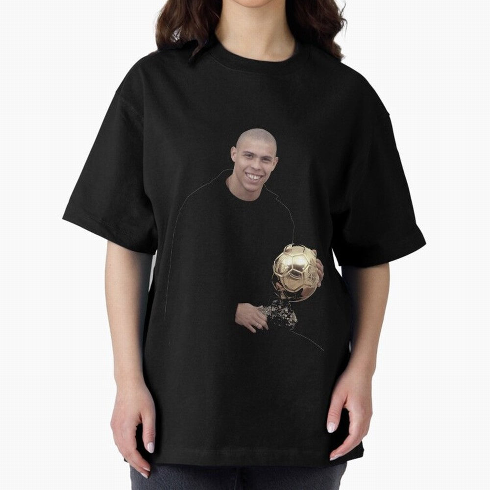 Ronaldo Iconic Ballon d¡¯Or Football Art Oversized T-Shirt Remember FIFA World Cup 2026 Group Stage for Fans of Messi and Cristiano Ronaldo and England, France and Netherlands, Bringing Retro Football Energy, Iconic Rivalries, Trophy Chase Drama