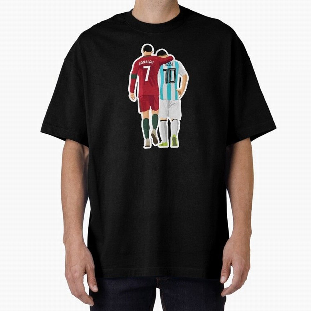 Ronaldo & Messi Oversized T-Shirt Get Ready for the FIFA World Cup 2026 USA Canada Mexico Journey through Haaland and Mbappe Highlights, France and Portugal Pride, Classic Soccer Heritage, Championship Pressure, Fan Loyalty and International Pride;