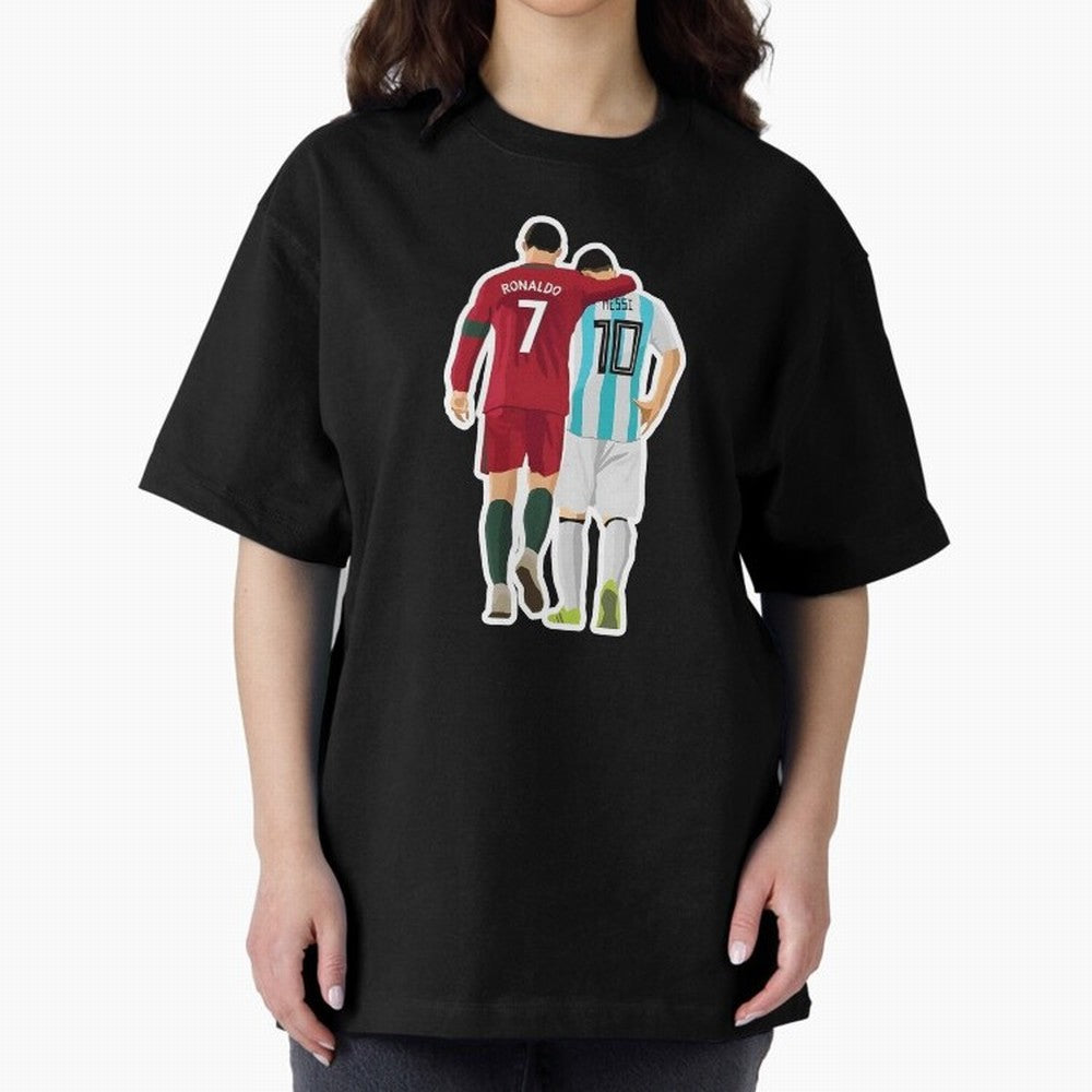 Ronaldo & Messi Oversized T-Shirt Get Ready for the FIFA World Cup 2026 USA Canada Mexico Journey through Haaland and Mbappe Highlights, France and Portugal Pride, Classic Soccer Heritage, Championship Pressure, Fan Loyalty and International Pride;