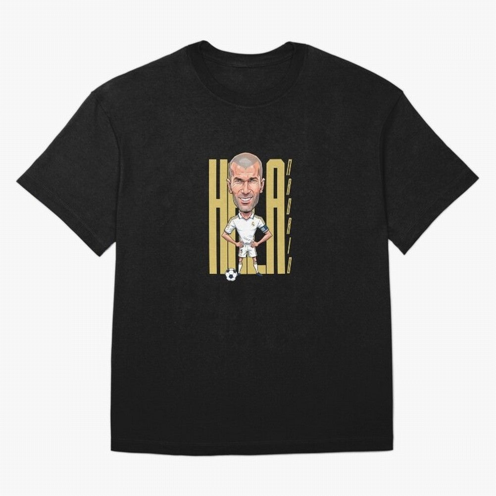 Caricature of Zin¨¦dine Zidane Hala Madrid Oversized T-Shirt Remember Global Football Passion for FIFA World Cup 2026 USA Canada Mexico, Driven by Mbappe and Neymar, Spain, Vintage Soccer Flavor, Modern Football Stars, National Flags and Final