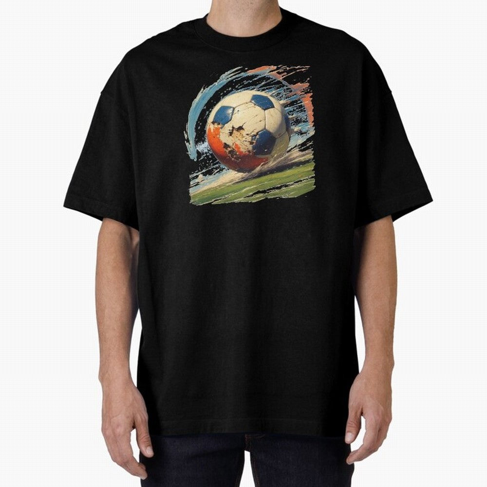 Soccer Ball in Fight Oversized T-Shirt Support Your Favorite Stars during FIFA World Cup 2026 Spirit, Centered on Portugal, Spain and Germany, Cristiano Ronaldo, Match Day Excitement, Supporter Culture, Golden Goals and Global Football Passion;