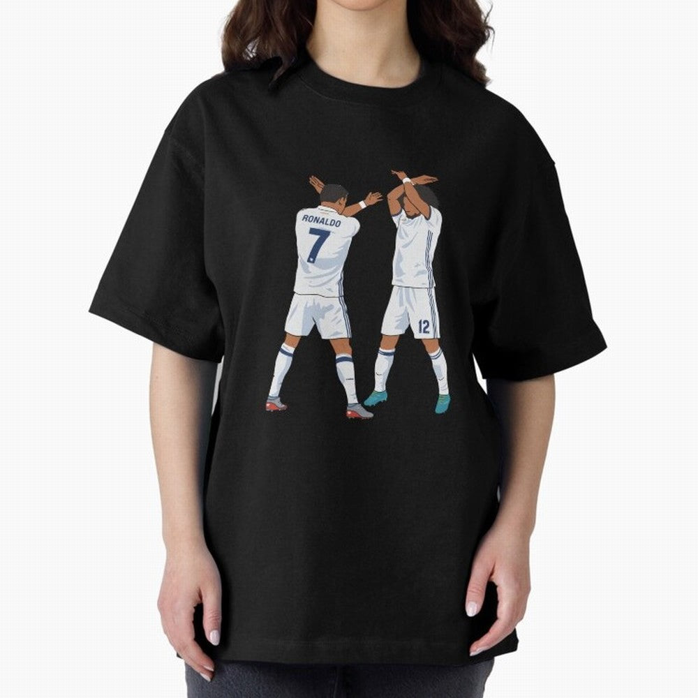 Ronaldo Madrid Celebration Duo Oversized T-Shirt Capture Global Football Passion for FIFA World Cup 2026 USA Canada Mexico, Built around Messi and Cristiano Ronaldo, Portugal, Stadium Chants, National Pride, Trophy Dreams and Unforgettable Football
