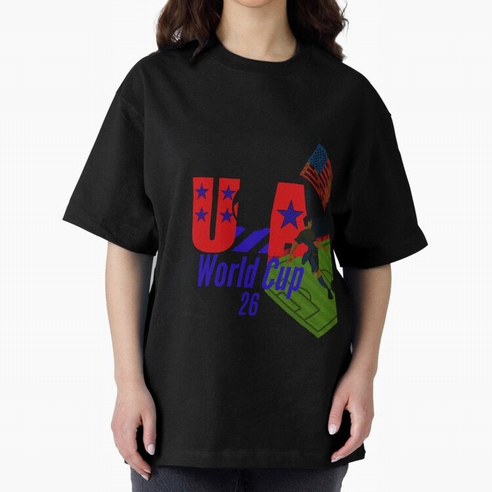 usa world cup 26 Oversized T-Shirt Follow the Road to FIFA World Cup 2026 USA Canada Mexico Capturing Messi, Neymar and Mbappe, Spain Energy, Championship Spirit, Famous Goals, Roaring Crowds and International Football Unity; Created for Match Day