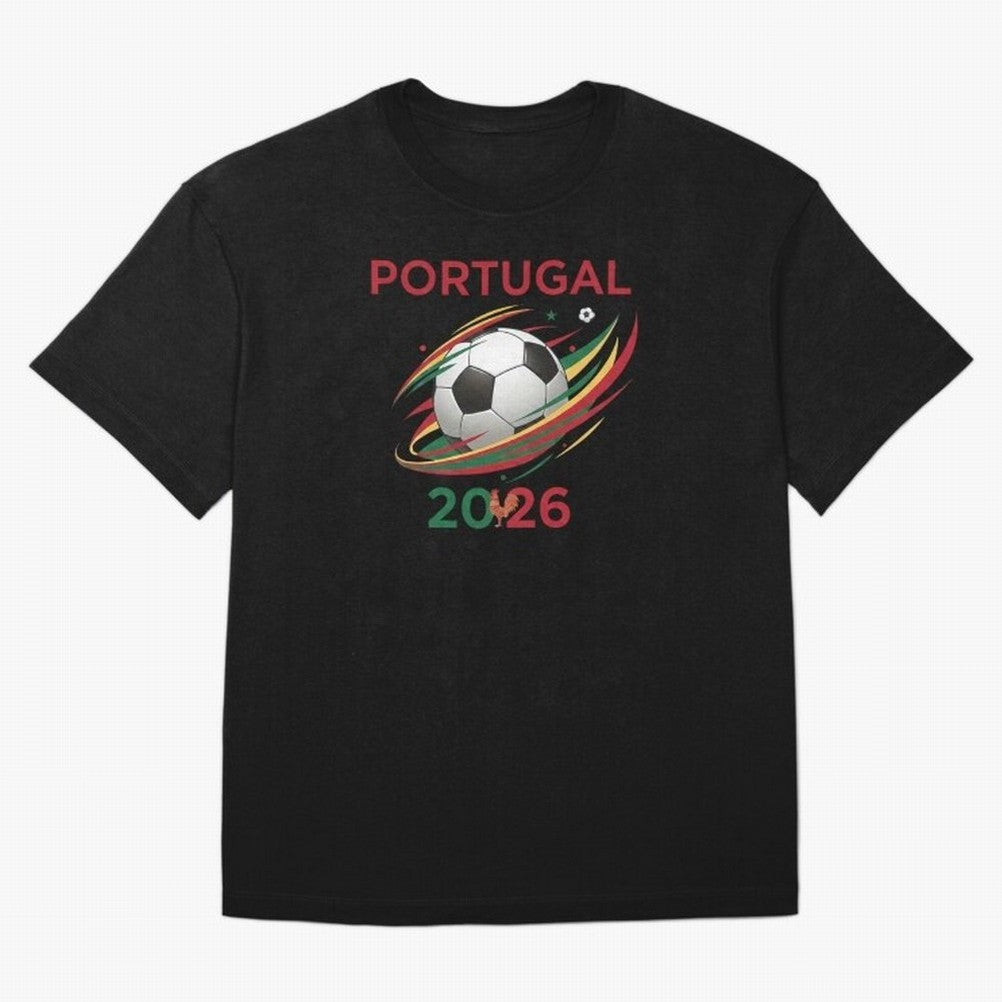 Camiseta Portugal 2026 - Bola de Futebol e Design Galo de Barcelos. Oversized T-Shirt Make Every Kick Count in FIFA World Cup 2026 Spirit, Connected to France, CR7, Soccer Culture, Superstar Moments, National Team Dreams and Competitive Fire;