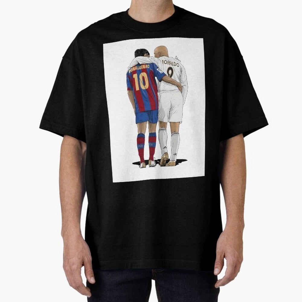 Ronaldinho & Ronaldo R9 Classic Football Legend - La Liga Derby Oversized T-Shirt Celebrate Fan Favorites in Global Football Passion for FIFA World Cup 2026 Group Stage, Inspired by CR7 and Messi, England, Match Day Excitement, Supporter Culture,