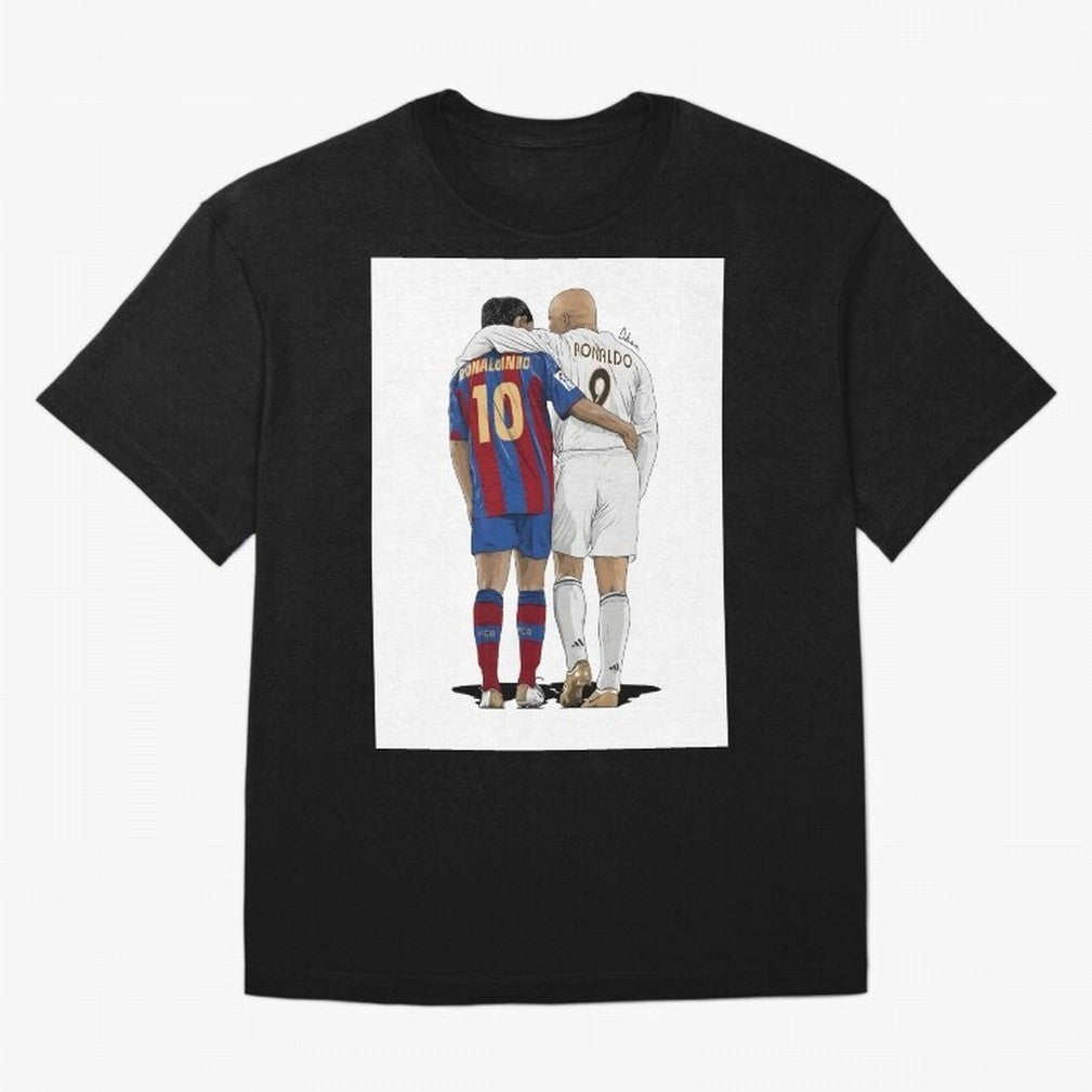 Ronaldinho & Ronaldo R9 Classic Football Legend - La Liga Derby Oversized T-Shirt Celebrate Fan Favorites in Global Football Passion for FIFA World Cup 2026 Group Stage, Inspired by CR7 and Messi, England, Match Day Excitement, Supporter Culture,