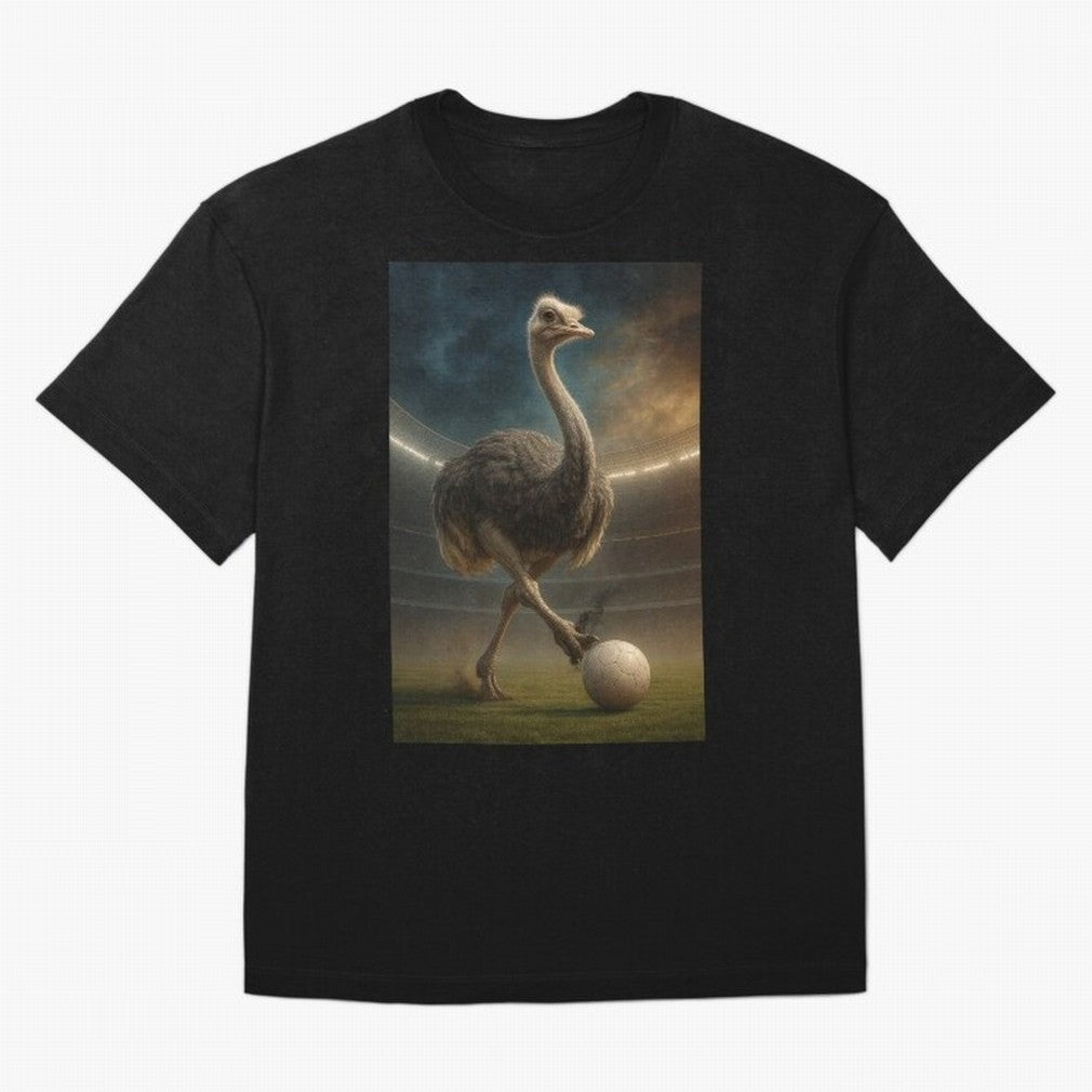 Ostrich Plays Soccer Oversized T-Shirt Celebrate Global Passion for Global Football Passion for FIFA World Cup 2026 Group Stage, with Neymar, Haaland and Cristiano Ronaldo, Portugal, Classic Soccer Heritage, Championship Pressure, Fan Loyalty and