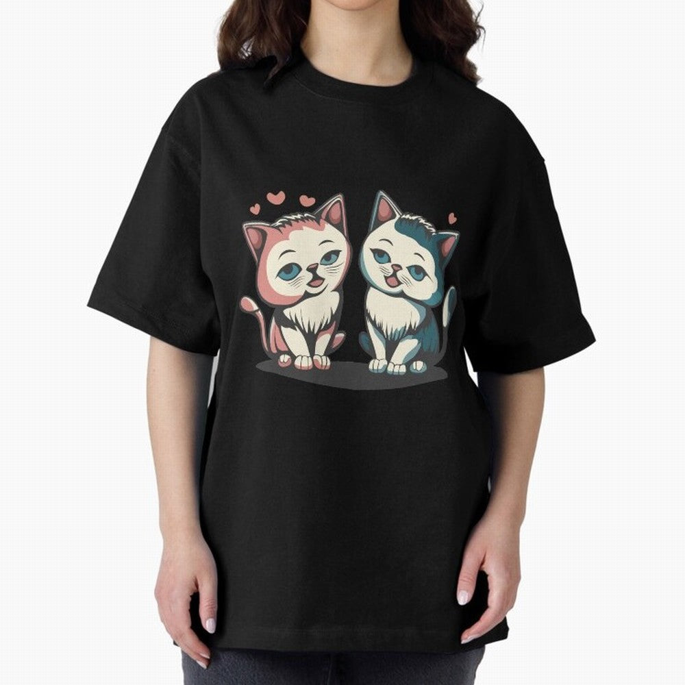 Two Funny Cats with Ronaldo Vibes ¨C Cute Football & Animal Art Oversized T-Shirt Represent Football Lovers during Match Day Hype around FIFA World Cup 2026, Neymar, England, Football History, Final Match Energy, Crowd Noise and Once in a Lifetime