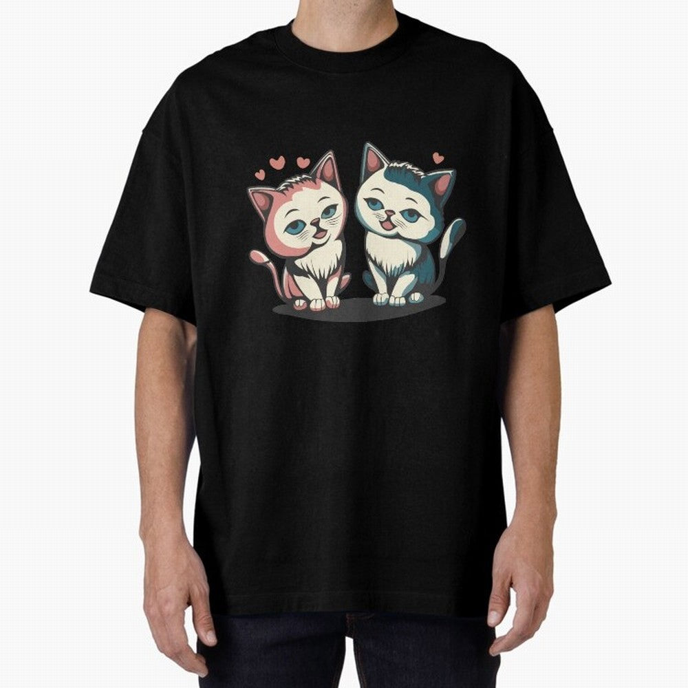 Two Funny Cats with Ronaldo Vibes ¨C Cute Football & Animal Art Oversized T-Shirt Represent Football Lovers during Match Day Hype around FIFA World Cup 2026, Neymar, England, Football History, Final Match Energy, Crowd Noise and Once in a Lifetime