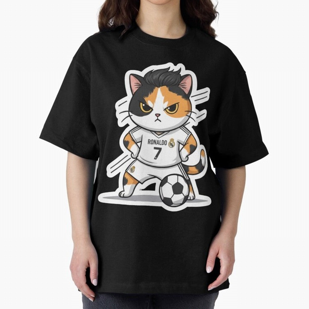 Kitten - Ronaldo | Real madrid Oversized T-Shirt Make Every Kick Count in Global Football Passion for FIFA World Cup 2026, Centered on Cristiano Ronaldo, Portugal, Spain and Germany, Football Festival Excitement, Trophy Ambitions, Country Rivalries