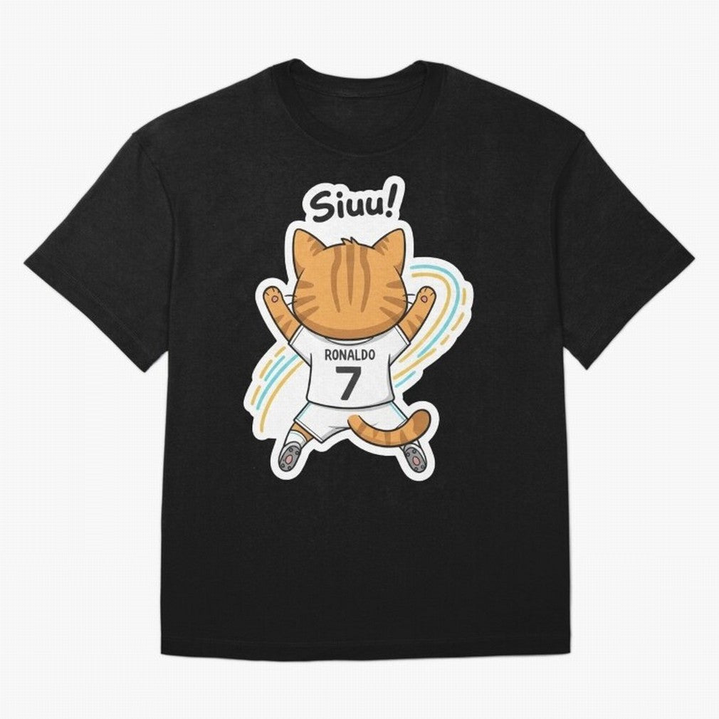 Kitten - Funny Siuuu Celebration Cat Meme | Ronaldo Oversized T-Shirt Support the Legends of FIFA World Cup 2026 USA Canada Mexico Filled with CR7 and Messi, Argentina Energy, Game Day Rituals, Football Legends, Country Pride and the Road to the