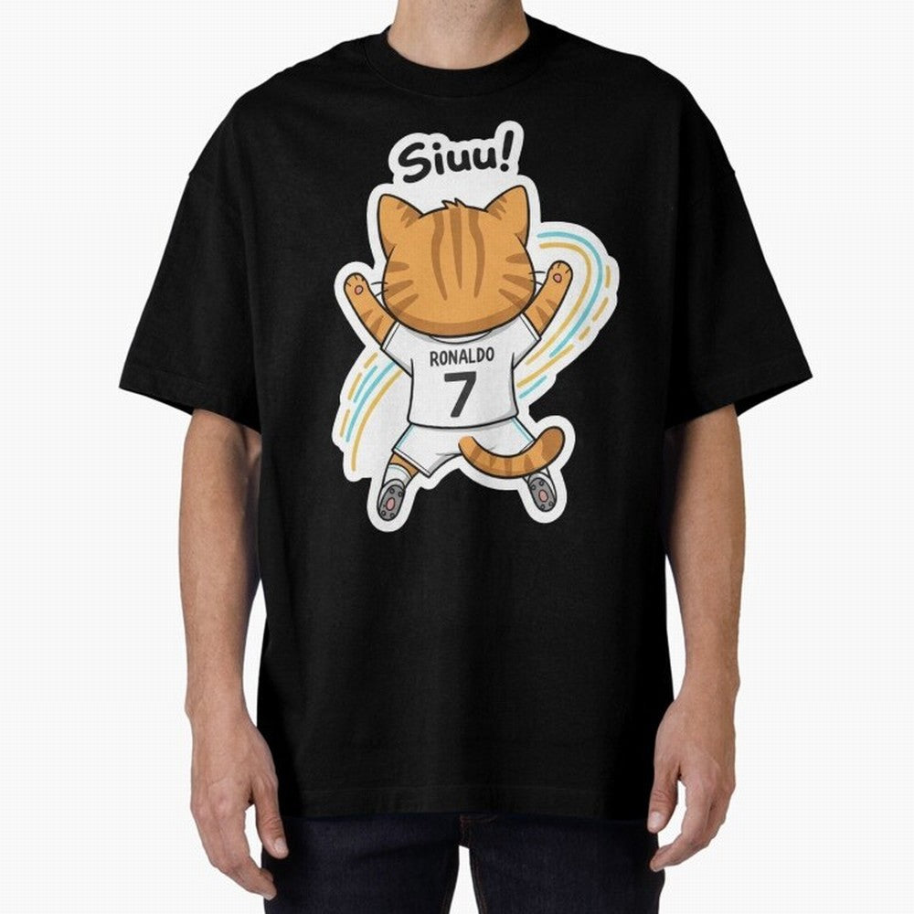 Kitten - Funny Siuuu Celebration Cat Meme | Ronaldo Oversized T-Shirt Support the Legends of FIFA World Cup 2026 USA Canada Mexico Filled with CR7 and Messi, Argentina Energy, Game Day Rituals, Football Legends, Country Pride and the Road to the