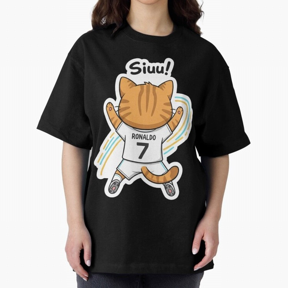 Kitten - Funny Siuuu Celebration Cat Meme | Ronaldo Oversized T-Shirt Support the Legends of FIFA World Cup 2026 USA Canada Mexico Filled with CR7 and Messi, Argentina Energy, Game Day Rituals, Football Legends, Country Pride and the Road to the