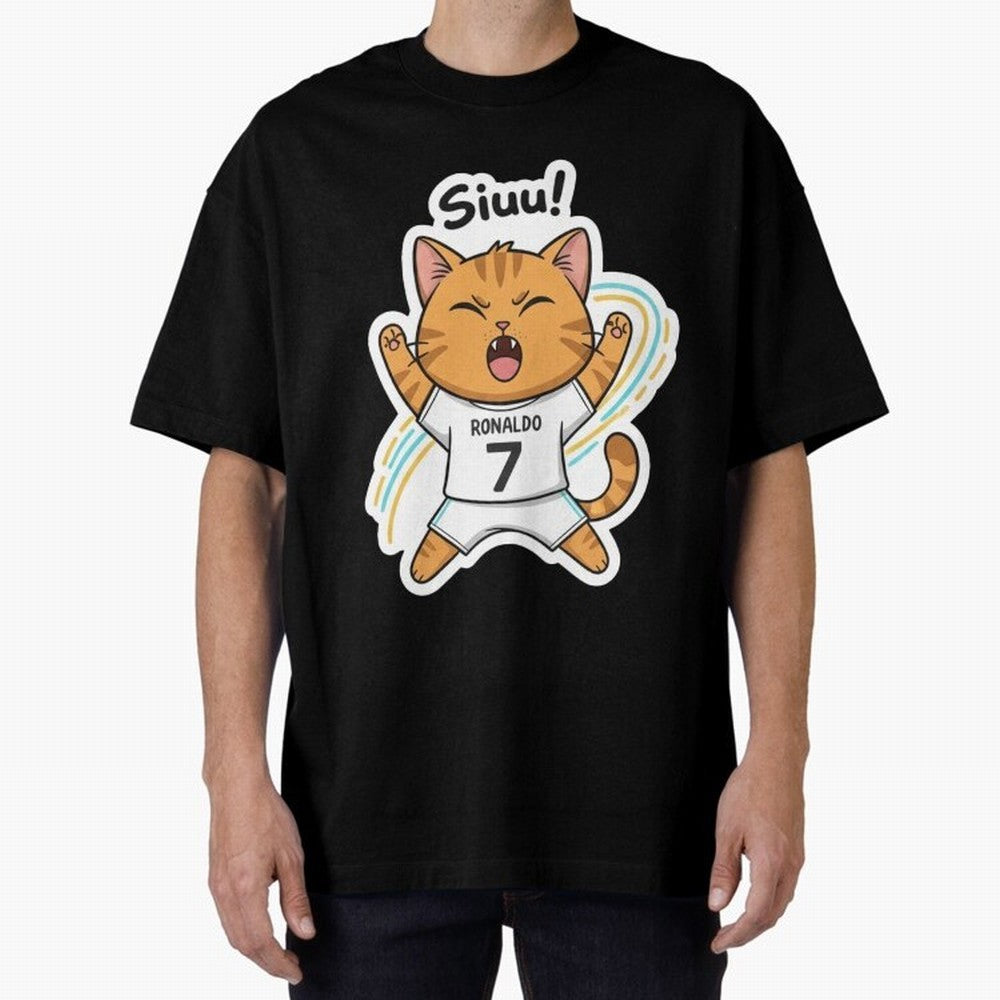 Kitten - Funny Siuuu Celebration Cat Meme | Ronaldo Oversized T-Shirt Honor Football Greatness during FIFA World Cup 2026 Group Stage for Fans of Mbappe and Neymar and Germany, Bringing Stadium Chants, National Pride, Trophy Dreams and