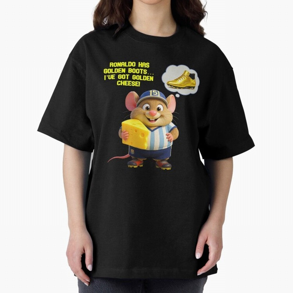 Zippy¡¯s Golden Cheese vs Ronaldo Oversized T-Shirt Show Your Stadium Side during Match Day Hype around FIFA World Cup 2026 Group Stage, Neymar, Brazil, Global Supporter Spirit, Legendary Goals, National Colors and Tournament Celebration; Great for