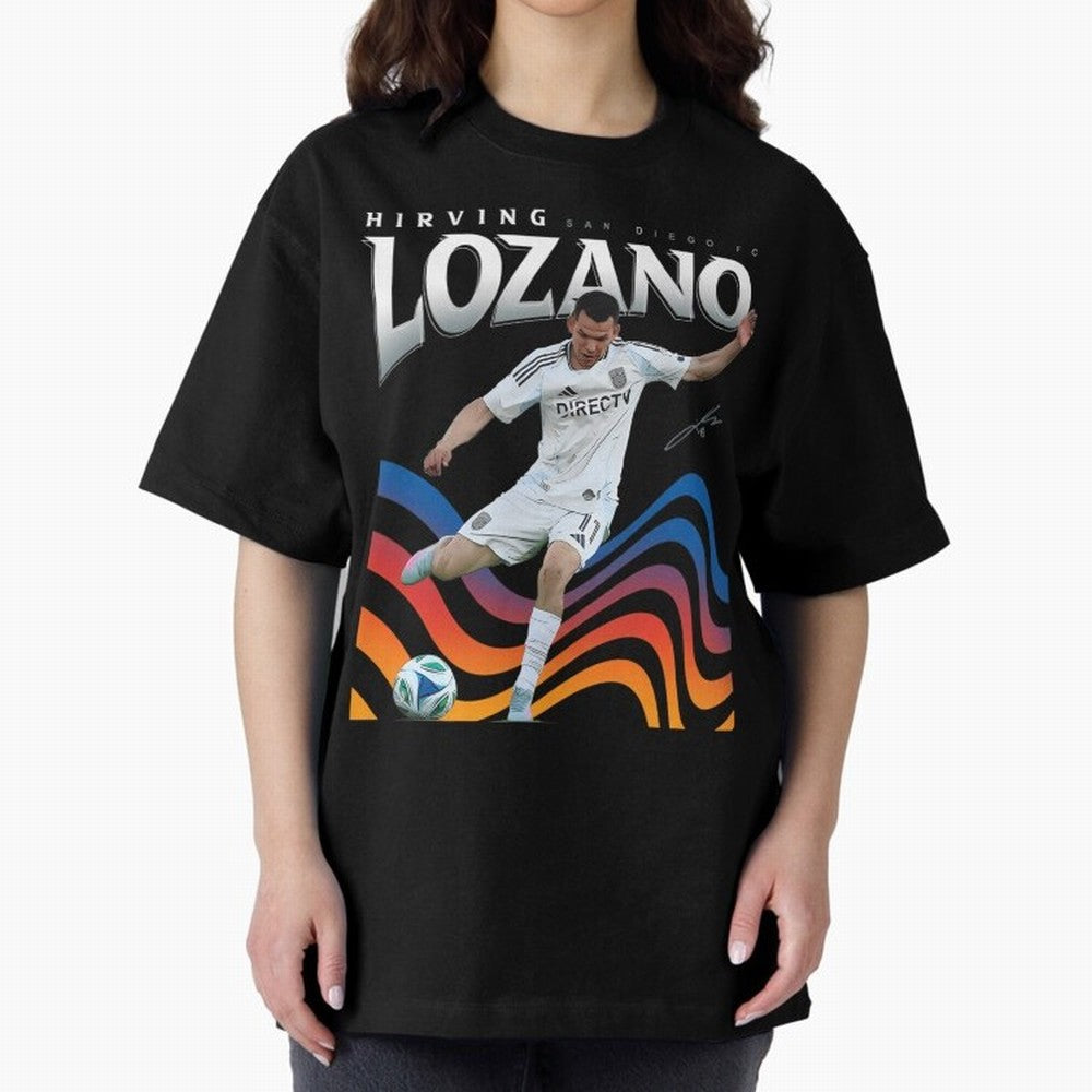 Hirving Lozano San Diego FC Oversized T-Shirt Elevate the FIFA World Cup 2026 Journey through CR7 and Messi Highlights, Argentina and Brazil Pride, Sports Nostalgia, International Competition, Famous Players and Unforgettable Victories; Perfect for