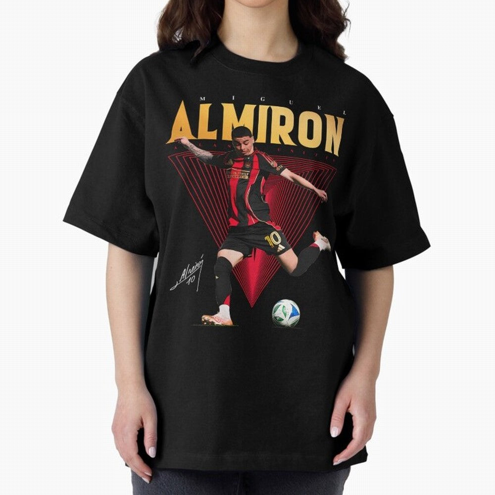 Miguel Almiron Atlanta United FC Oversized T-Shirt Stand Proud for FIFA World Cup 2026 Group Stage Centered on Messi and Cristiano Ronaldo, England, France and Netherlands Energy, Retro Football Energy, Iconic Rivalries, Trophy Chase Drama and