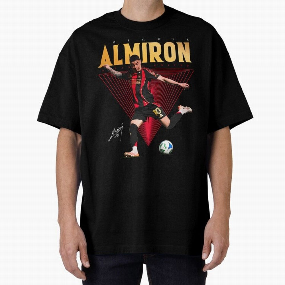 Miguel Almiron Atlanta United FC Oversized T-Shirt Stand Proud for FIFA World Cup 2026 Group Stage Centered on Messi and Cristiano Ronaldo, England, France and Netherlands Energy, Retro Football Energy, Iconic Rivalries, Trophy Chase Drama and
