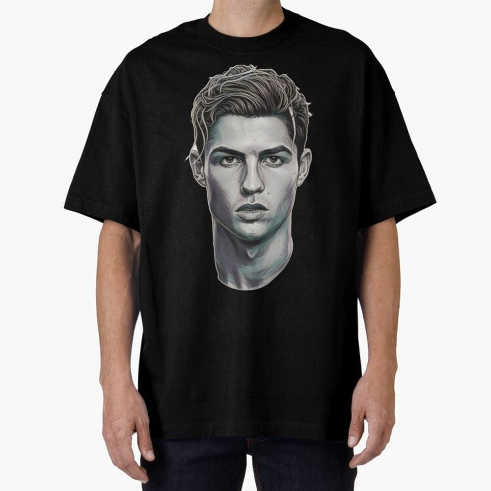 Ronaldo drawing 2008 Oversized T-Shirt Feel the Heartbeat of FIFA World Cup 2026 Spirit, Filled with France and Portugal, Mbappe, Football History, Final Match Energy, Crowd Noise and Once in a Lifetime Moments; Great for Watch Parties, Sports