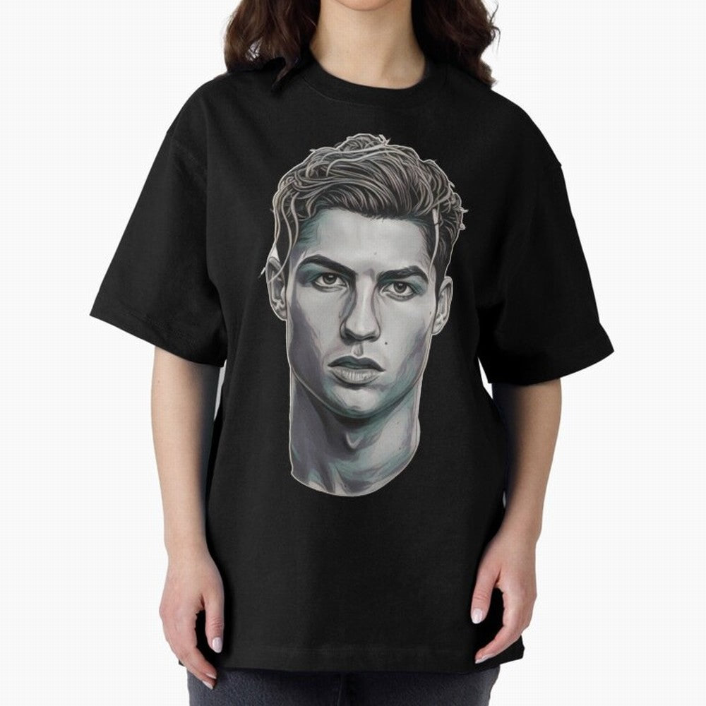 Ronaldo drawing 2008 Oversized T-Shirt Feel the Heartbeat of FIFA World Cup 2026 Spirit, Filled with France and Portugal, Mbappe, Football History, Final Match Energy, Crowd Noise and Once in a Lifetime Moments; Great for Watch Parties, Sports