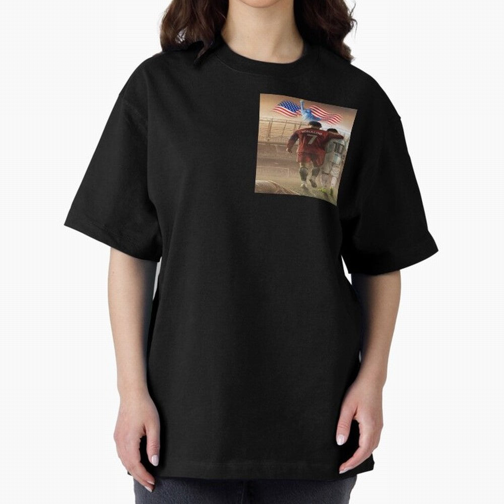 Ronaldo & messi 7_10 football USA sports top quality redbubble Oversized T-Shirt Celebrate Unforgettable Nights in Match Day Hype around FIFA World Cup 2026 Group Stage, Haaland and Mbappe, Argentina, Worldwide Fan Energy, Dramatic Goals, Stadium