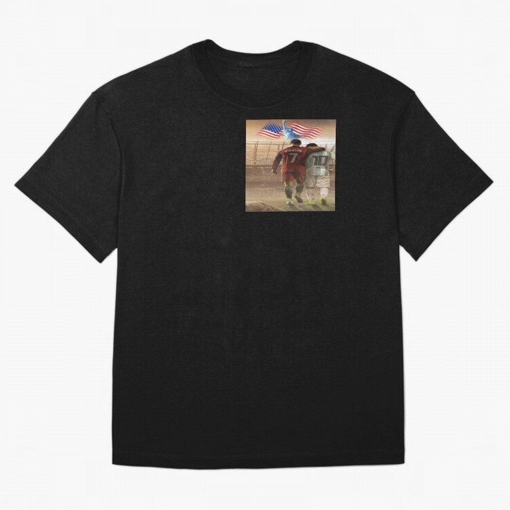 Ronaldo & messi 7_10 football USA sports top quality redbubble Oversized T-Shirt Celebrate Unforgettable Nights in Match Day Hype around FIFA World Cup 2026 Group Stage, Haaland and Mbappe, Argentina, Worldwide Fan Energy, Dramatic Goals, Stadium