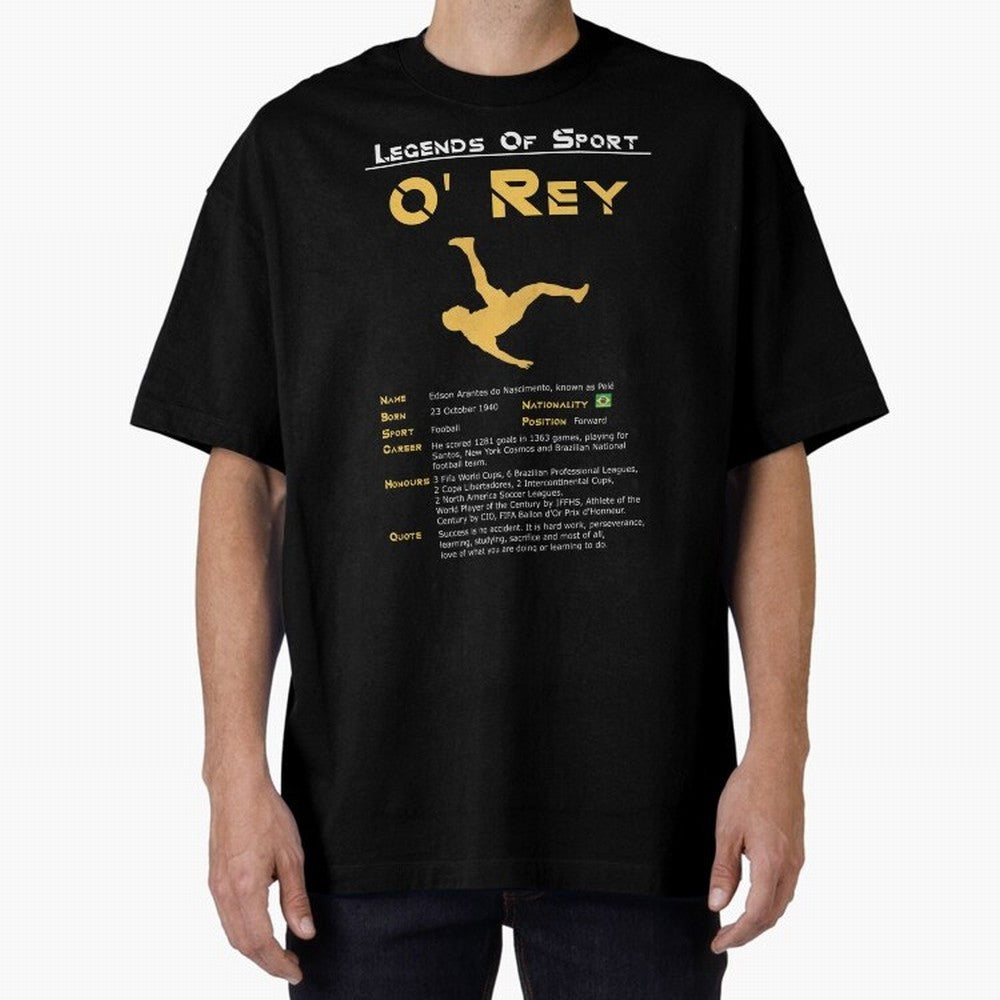 Legends of Sport Pele Pel¨¦ Oversized T-Shirt Represent FIFA World Cup 2026 Group Stage for Fans of Mbappe and Neymar and Spain and Netherlands, Bringing Global Supporter Spirit, Legendary Goals, National Colors and Tournament Celebration; Ideal