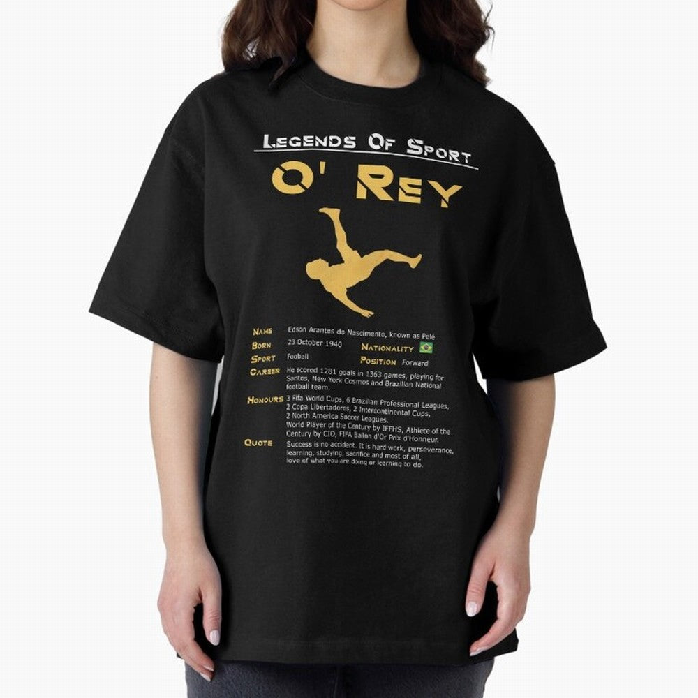 Legends of Sport Pele Pel¨¦ Oversized T-Shirt Represent FIFA World Cup 2026 Group Stage for Fans of Mbappe and Neymar and Spain and Netherlands, Bringing Global Supporter Spirit, Legendary Goals, National Colors and Tournament Celebration; Ideal