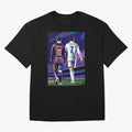 Ronaldo And Messi Oversized T-Shirt Celebrate Unforgettable Nights in Global Football Passion for FIFA World Cup 2026 Group Stage, Filled with CR7, Spain, Stadium Chants, National Pride, Trophy Dreams and Unforgettable Football Memories; Built for