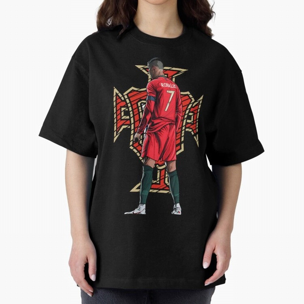 Portugal Ronaldo No.7 Artwork For Soccer Fans, Gift For Football Supporters Oversized T-Shirt Celebrate Fan Favorites in Global Football Passion for FIFA World Cup 2026 Group Stage, Filled with Messi, CR7 and Mbappe, Spain, Goal Celebration Energy,