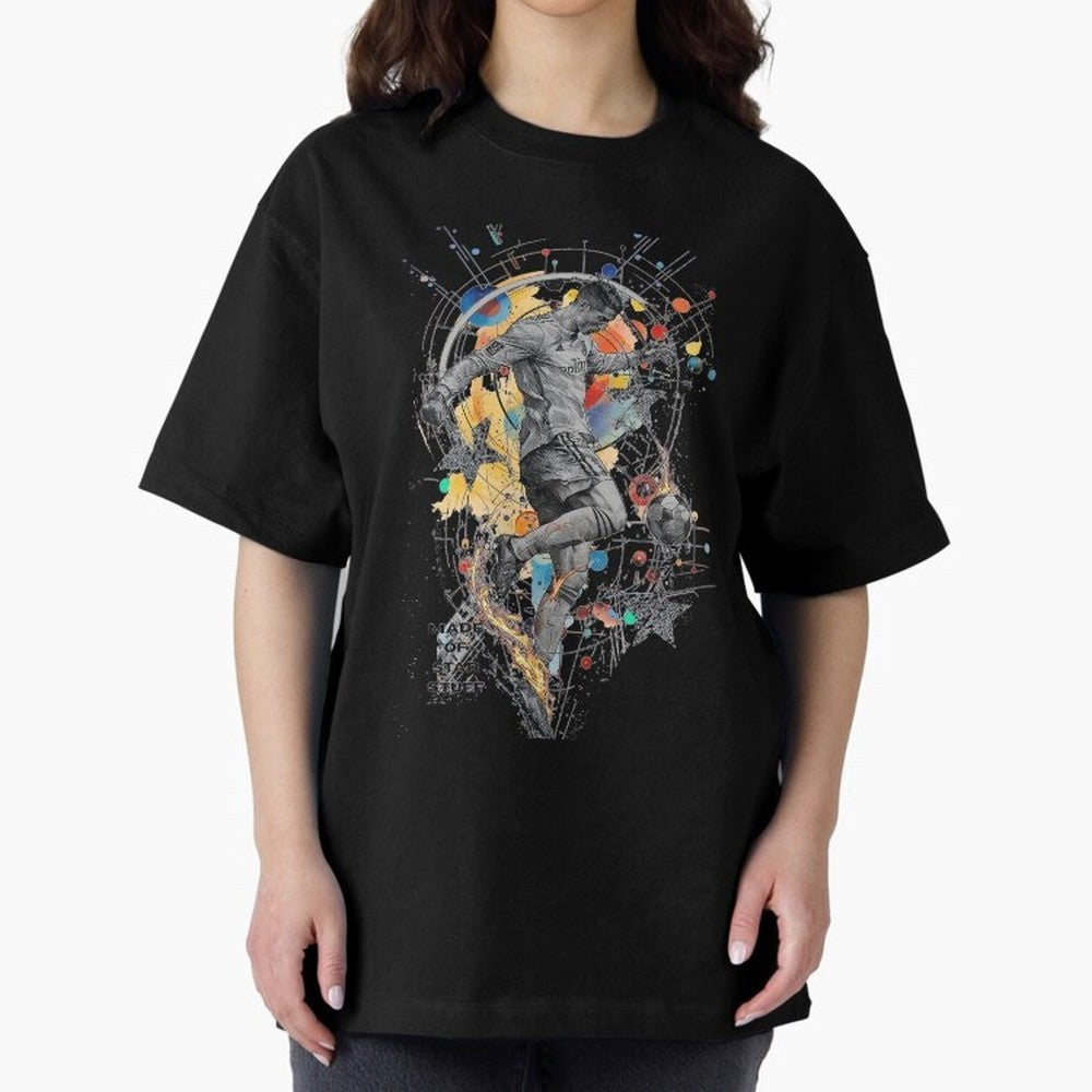 Cosmic Ronaldo Made of Star Stuff Artwork For Football Fans Gift For Soccer Enthusiasts Oversized T-Shirt Show Up for the Glory of Global Football Passion for FIFA World Cup 2026 Group Stage, with Messi and Cristiano Ronaldo, Portugal, Spain and