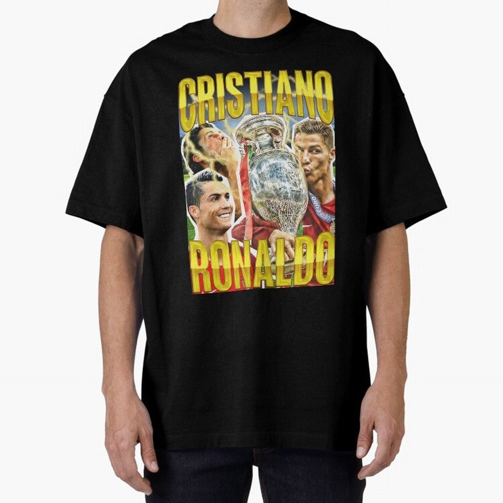 Ronaldo Siuuu Celebration Silhouette Design For Football Fans, Gift For Soccer Enthusiasts Oversized T-Shirt Enjoy Global Football Passion for FIFA World Cup 2026 Group Stage, Connected to Neymar, Haaland and Cristiano Ronaldo, Germany, Global