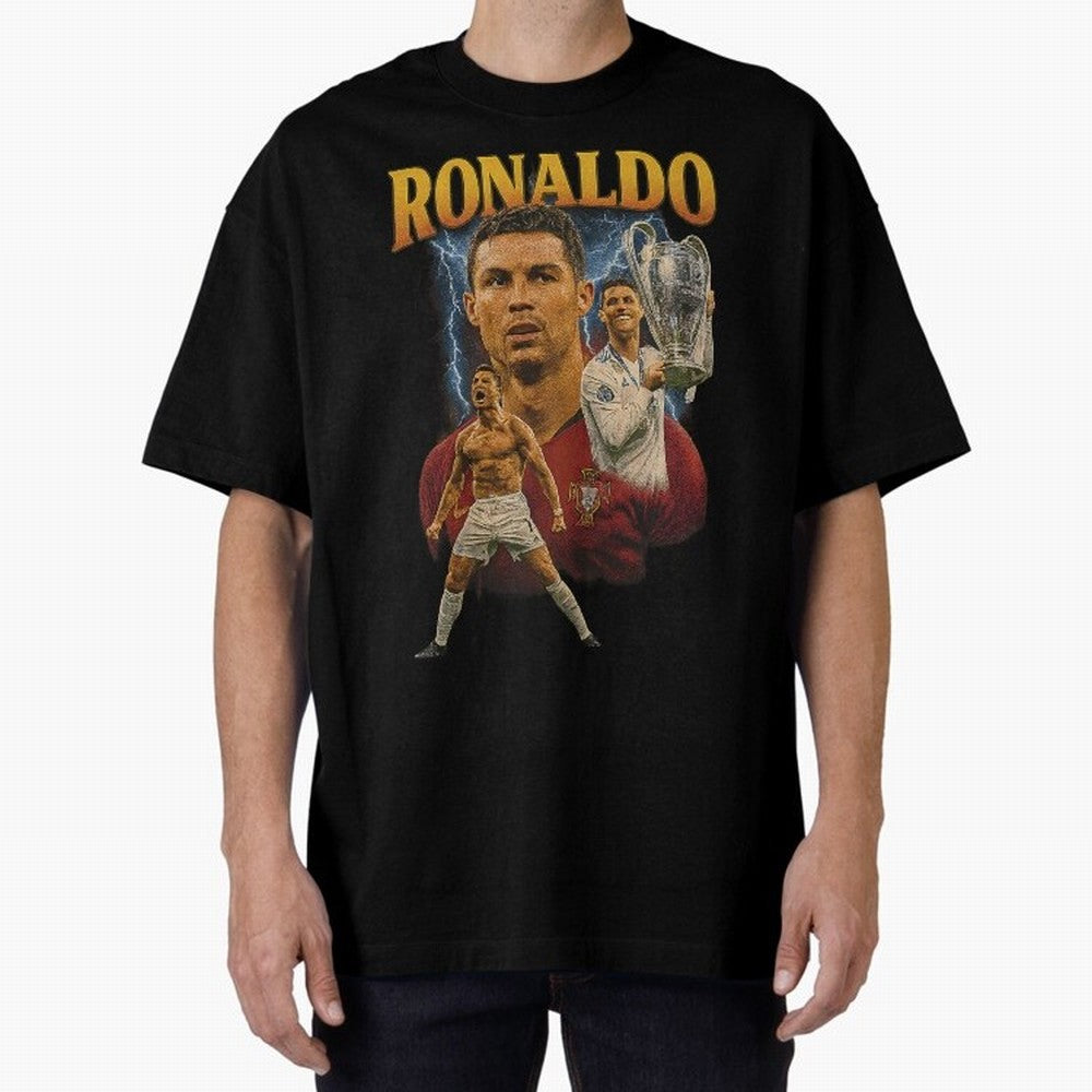 Ronaldo Champion Victory Design For Football Fans Gift For Soccer Supporters Oversized T-Shirt Celebrate the Stars of Global Football Passion for FIFA World Cup 2026 Group Stage, Driven by CR7 and Messi, Germany, Soccer Culture, Superstar Moments,