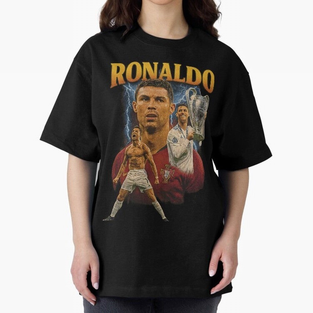 Ronaldo Champion Victory Design For Football Fans Gift For Soccer Supporters Oversized T-Shirt Celebrate the Stars of Global Football Passion for FIFA World Cup 2026 Group Stage, Driven by CR7 and Messi, Germany, Soccer Culture, Superstar Moments,