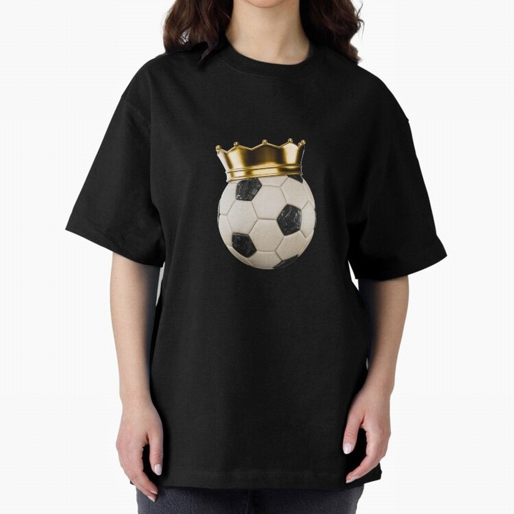 Soccer Ball with Kings Crown, Sticker Illustration Oversized T-Shirt Spotlight Match Day Hype around FIFA World Cup 2026 USA Canada Mexico, Neymar, Haaland and Cristiano Ronaldo, England, France and Netherlands, Fan Favorite Moments, National Team