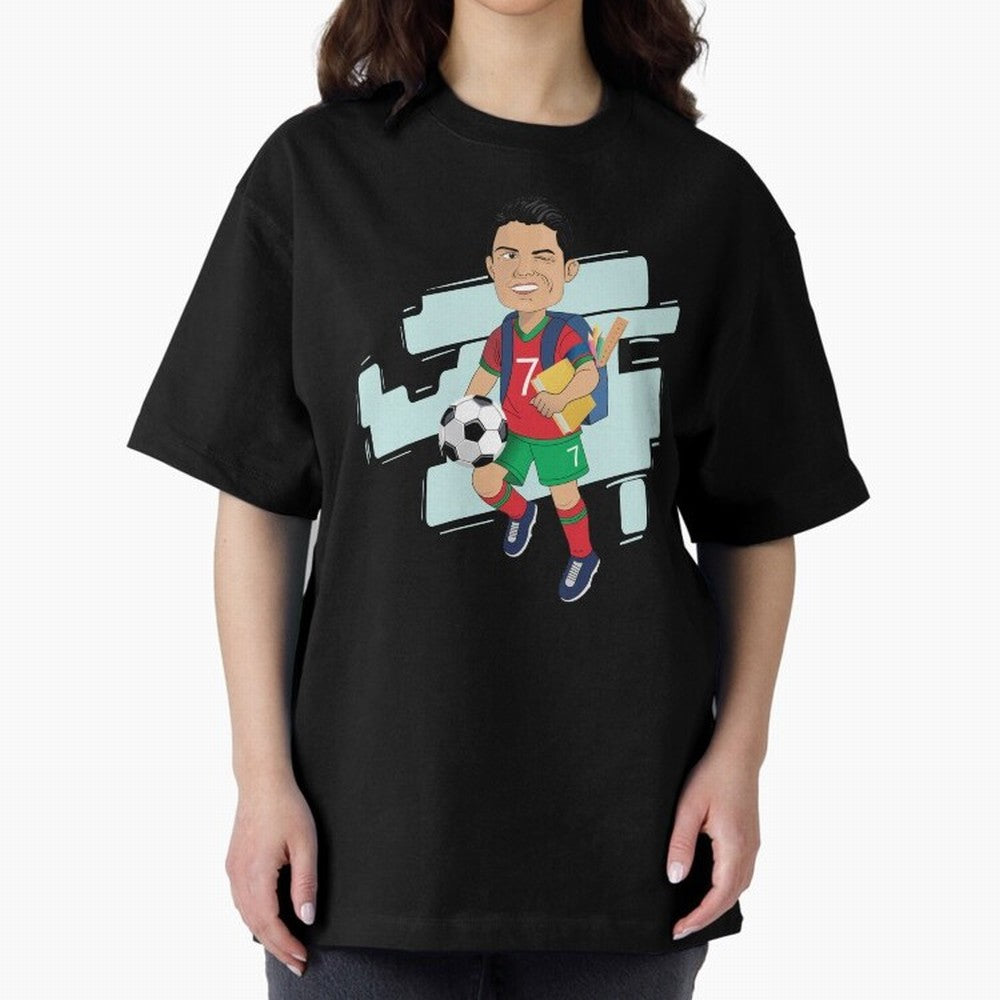 BACK TO SCHOOL - CARICATURE - CHRISTIANO - RONALDO Oversized T-Shirt Bring Match Day Fire to FIFA World Cup 2026 Spirit, Inspired by England, Haaland, Football Festival Excitement, Trophy Ambitions, Country Rivalries and Star Player Buzz; Ideal for