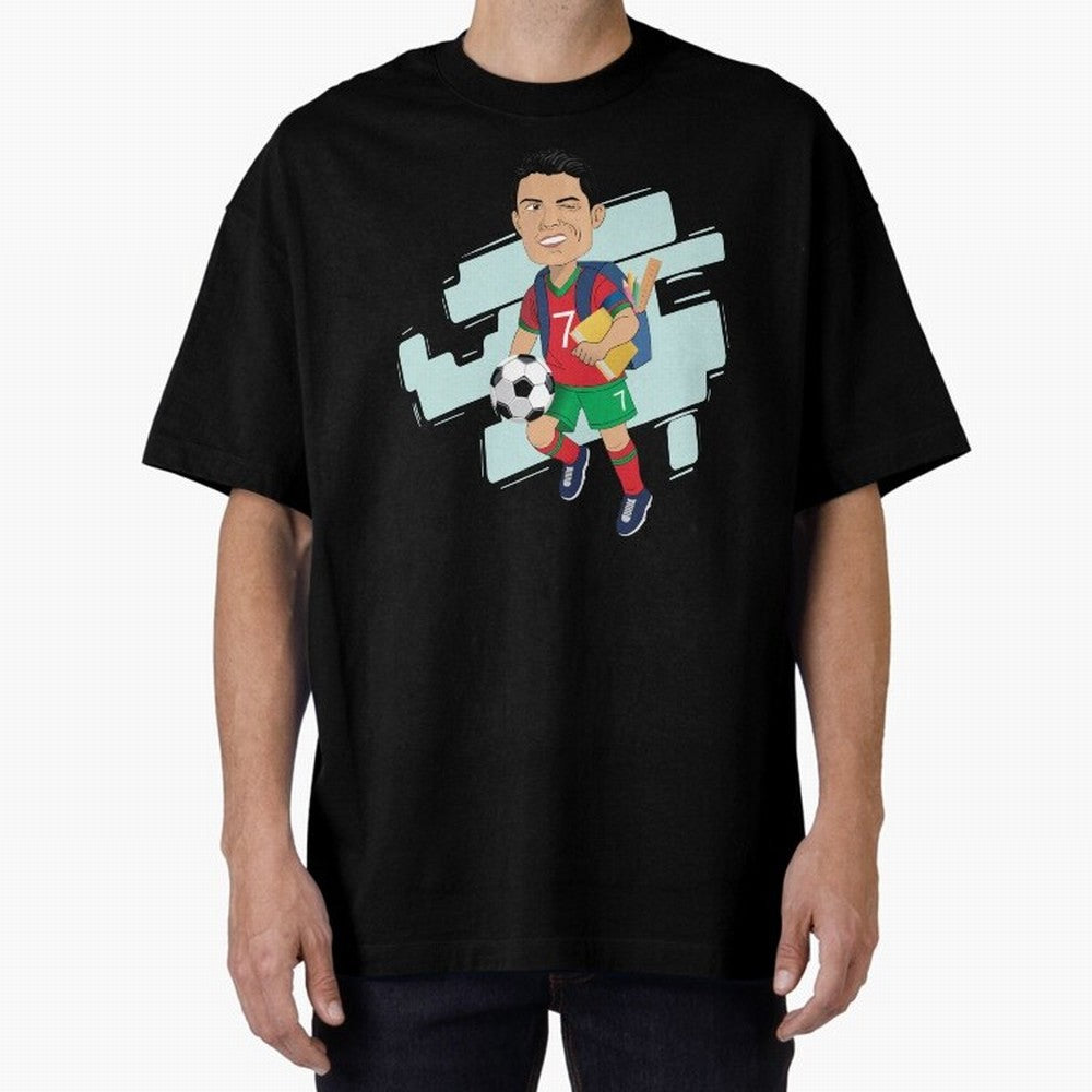 BACK TO SCHOOL - CARICATURE - CHRISTIANO - RONALDO Oversized T-Shirt Bring Match Day Fire to FIFA World Cup 2026 Spirit, Inspired by England, Haaland, Football Festival Excitement, Trophy Ambitions, Country Rivalries and Star Player Buzz; Ideal for