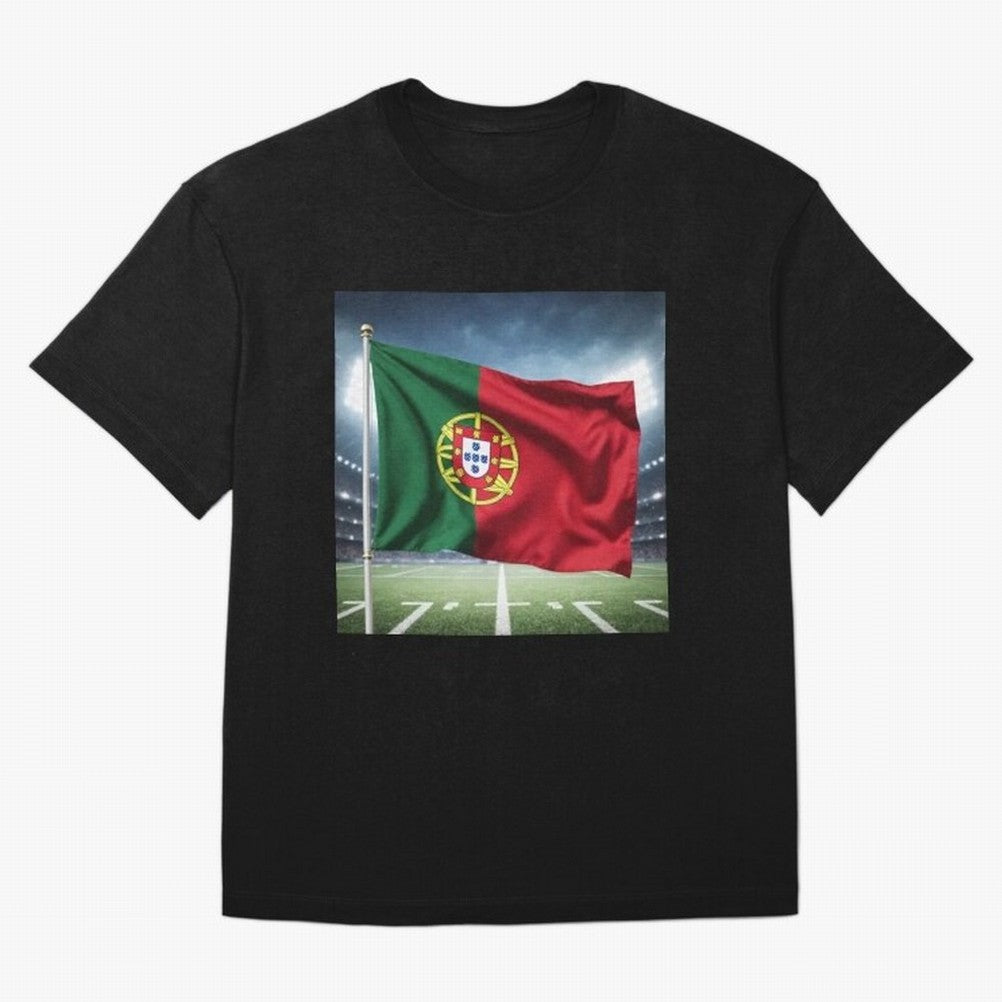 Portugal Flag 3D Football Design ¨C Supporters Portugal Oversized T-Shirt Enjoy the Biggest Football Party of the FIFA World Cup 2026 Journey through CR7 and Messi Highlights, England Pride, Retro Football Energy, Iconic Rivalries, Trophy Chase