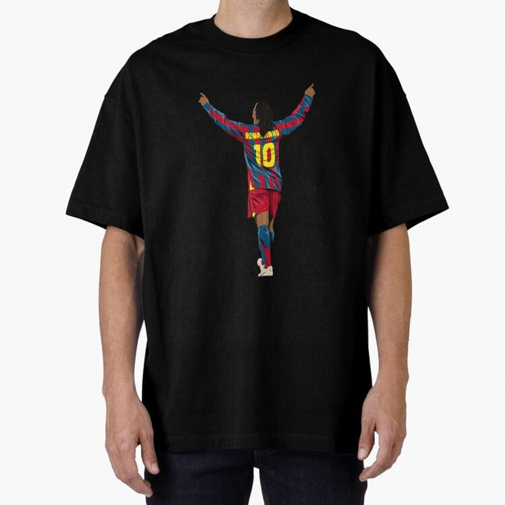 Ronaldinho Oversized T-Shirt Bring Bold Fan Energy to Global Football Passion for FIFA World Cup 2026, Highlighting CR7 and Messi, France and Portugal, Supporter Pride, Iconic Celebrations, Legendary Names and Global Match Day Energy; Perfect for
