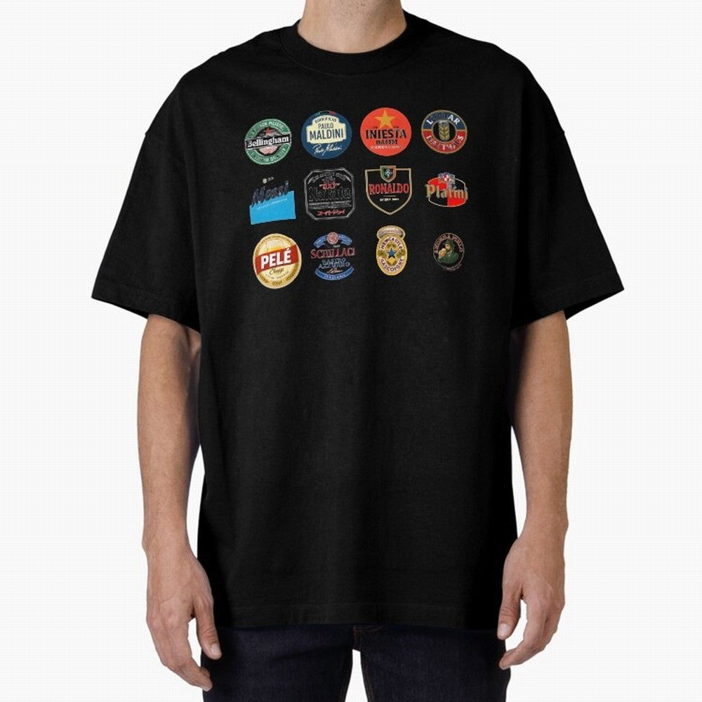 Legendary Lager Lineup ¨C Football Icons as Beer Labels (Sticker Set / Poster) Oversized T-Shirt Join the Global Buzz around Match Day Hype around FIFA World Cup 2026 Group Stage, Mbappe, Spain, Sports Nostalgia, International Competition, Famous
