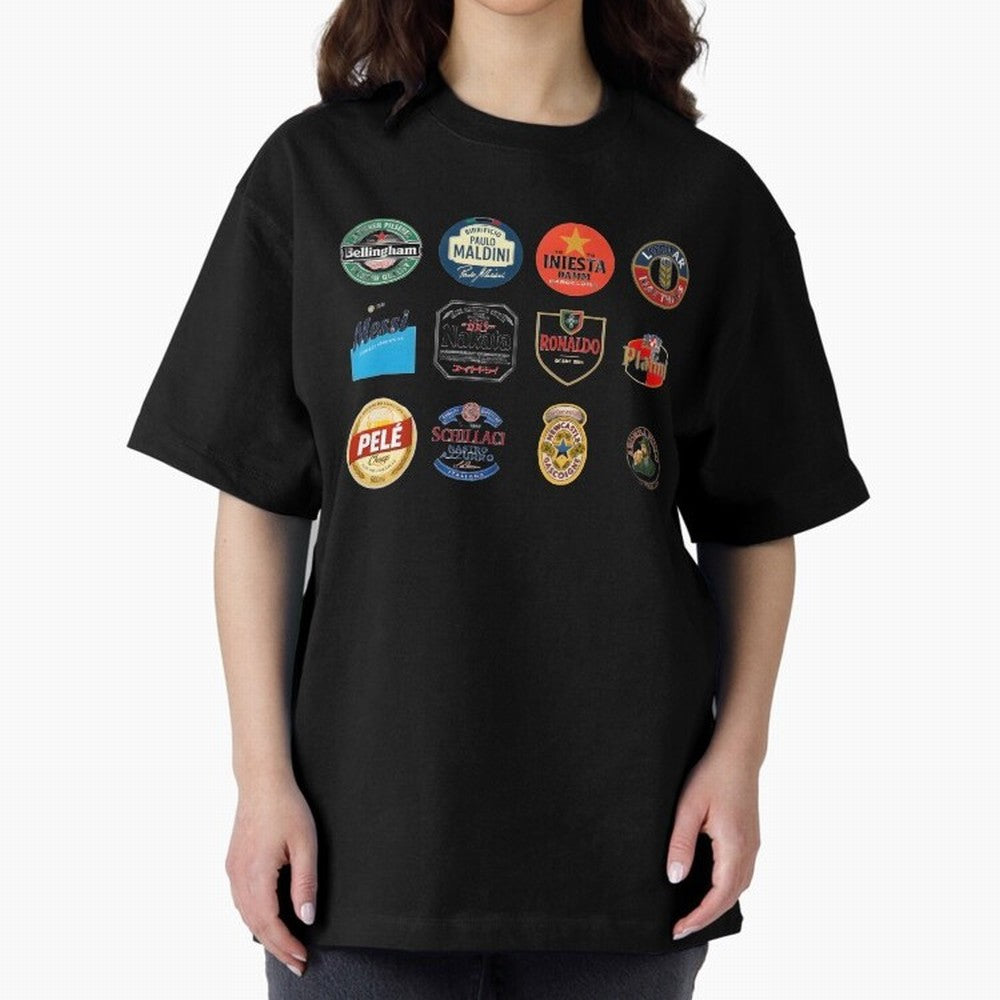 Legendary Lager Lineup ¨C Football Icons as Beer Labels (Sticker Set / Poster) Oversized T-Shirt Join the Global Buzz around Match Day Hype around FIFA World Cup 2026 Group Stage, Mbappe, Spain, Sports Nostalgia, International Competition, Famous