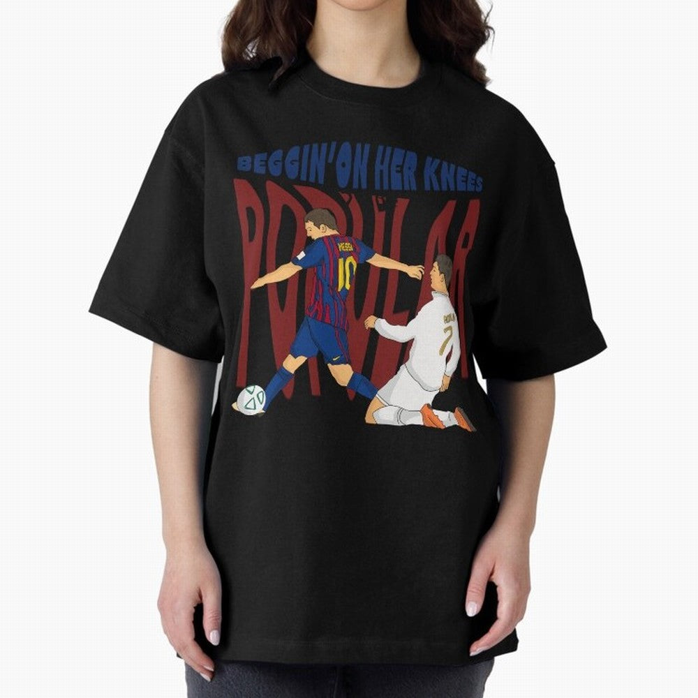 Messi and Ronaldo elclassico moment Oversized T-Shirt Show Support during Global Football Passion for FIFA World Cup 2026, Driven by Cristiano Ronaldo, Argentina and Brazil, Championship Spirit, Famous Goals, Roaring Crowds and International