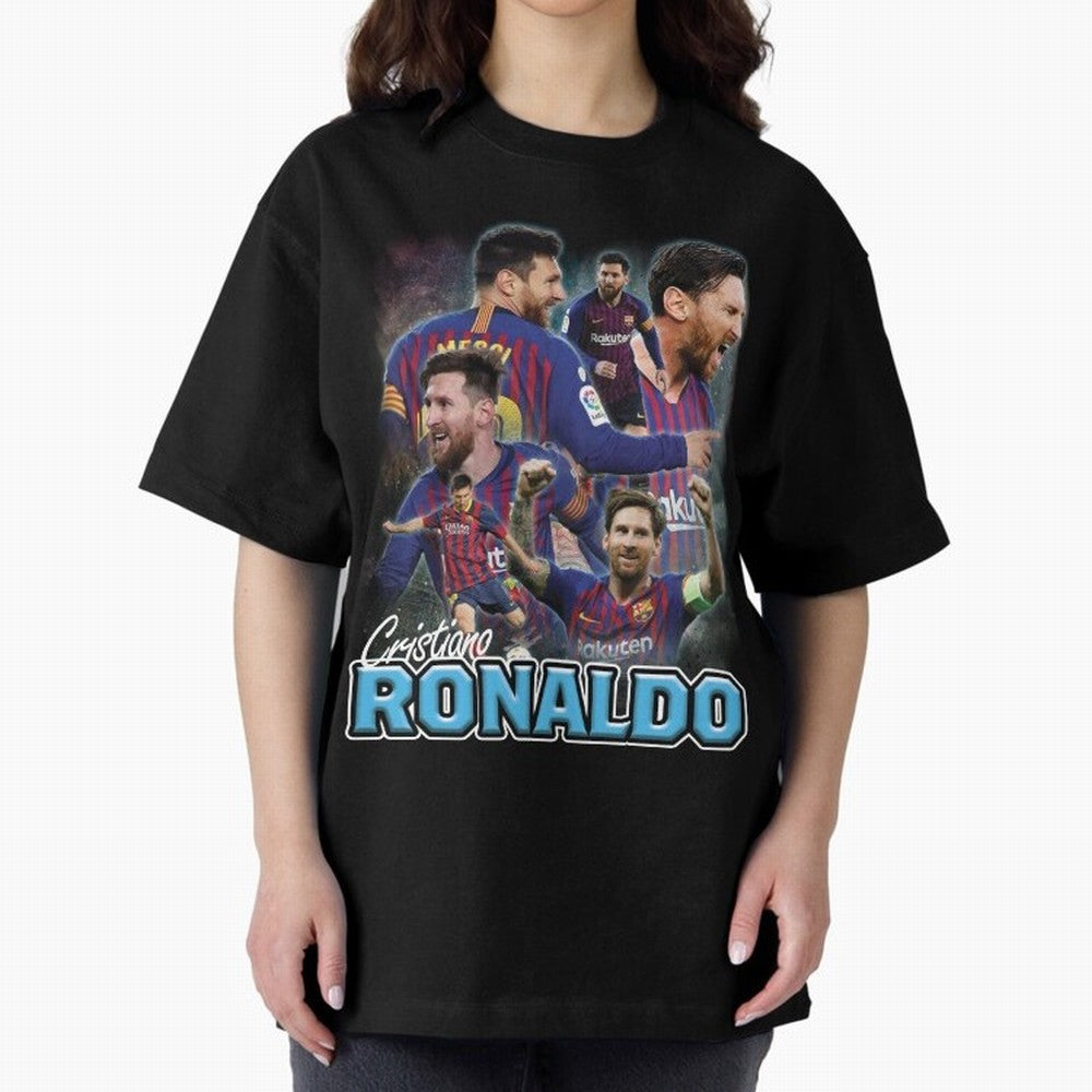 Ronaldo / Messi Pardoy Shirt Oversized T-Shirt Bring World Football Passion into Global Football Passion for FIFA World Cup 2026 Group Stage, Capturing Haaland and Mbappe, Argentina and Brazil, Football Festival Excitement, Trophy Ambitions,