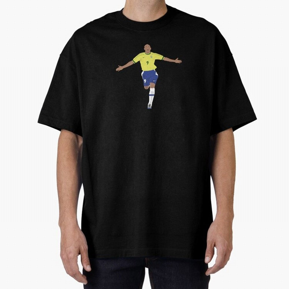 Ronaldo Luis Nazario Oversized T-Shirt Show Support during FIFA World Cup 2026 Group Stage for Fans of Messi, Neymar and Mbappe and Brazil, Bringing Championship Spirit, Famous Goals, Roaring Crowds and International Football Unity; Ideal for