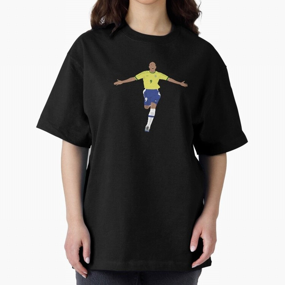 Ronaldo Luis Nazario Oversized T-Shirt Show Support during FIFA World Cup 2026 Group Stage for Fans of Messi, Neymar and Mbappe and Brazil, Bringing Championship Spirit, Famous Goals, Roaring Crowds and International Football Unity; Ideal for
