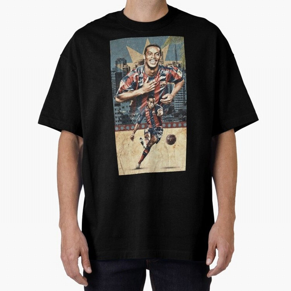 Ronaldinho Design Oversized T-Shirt Celebrate Football Heritage in the FIFA World Cup 2026 Journey through Cristiano Ronaldo Highlights, Argentina, France and Brazil Pride, Worldwide Fan Energy, Dramatic Goals, Stadium Lights and Championship