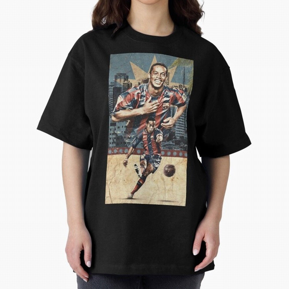 Ronaldinho Design Oversized T-Shirt Celebrate Football Heritage in the FIFA World Cup 2026 Journey through Cristiano Ronaldo Highlights, Argentina, France and Brazil Pride, Worldwide Fan Energy, Dramatic Goals, Stadium Lights and Championship