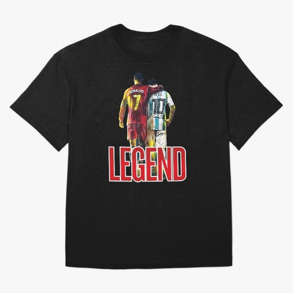 LEGEND MESSI & RONALDO POSTER Oversized T-Shirt Celebrate Classic Football Spirit in FIFA World Cup 2026 Group Stage for Fans of Haaland and France, Bringing Soccer Culture, Superstar Moments, National Team Dreams and Competitive Fire; Ideal for