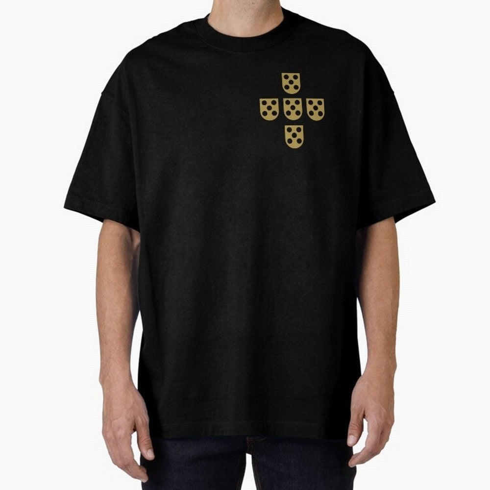 Quinas Portugal Gold B Oversized T-Shirt Share Global Football Passion for FIFA World Cup 2026 USA Canada Mexico, Driven by Messi, Neymar and Mbappe, Spain and Netherlands, Soccer Culture, Superstar Moments, National Team Dreams and Competitive