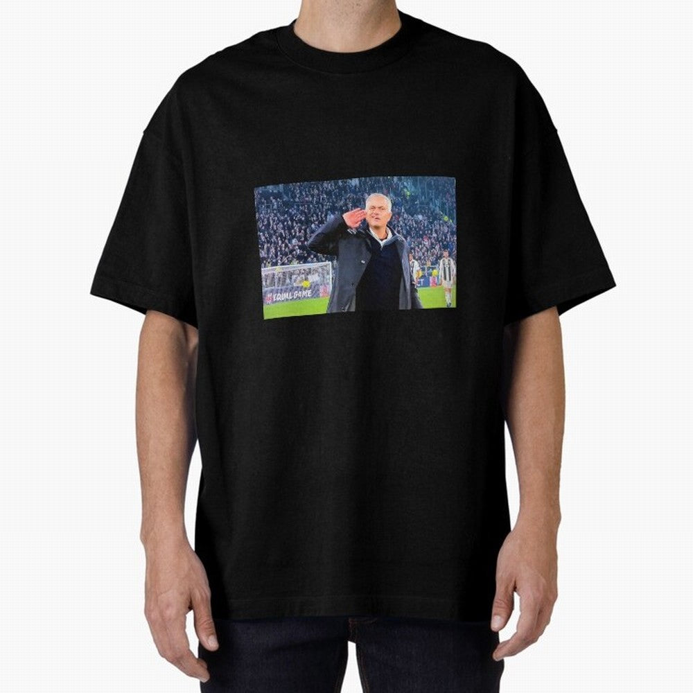 Mourinho VS Juventus Oversized T-Shirt Remember Iconic Moments from Global Football Passion for FIFA World Cup 2026 Group Stage, Centered on CR7 and Messi, France and Portugal, Sports Nostalgia, International Competition, Famous Players and